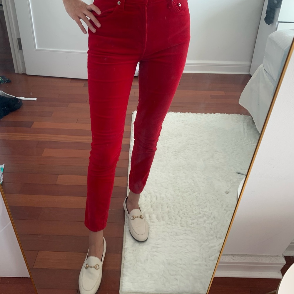 Re/Done red corduroy straight pants